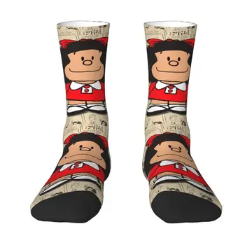 Реколта мъжки чорапи Mafalda Manga Crew, унисекс, модни чорапи с герои от комикси Quino, пролет-Лято, Есен-Зима, чорапи, рокли