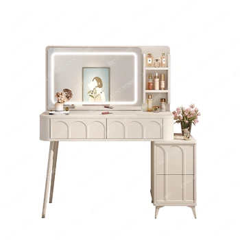 Скрин В спалнята, Модерен минималистичен масичка за грим, Нощни шкаф за съхранение, Вграждане на огледало в маса