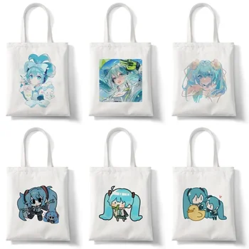 Чанта през рамо Kawaii Hatsune Miku от аниме, скъпа мультяшная чанта през рамо, чантата е с голям капацитет, чанта за багаж с цип с девчачьим сърце, 33x38 см