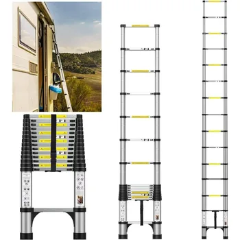 Телескопична стълба на височина 14,5 метра, алуминиева плъзгаща се стълба с нескользящими крака, лесно преносим стълба за тавана, кемпер, за тежки условия на работа