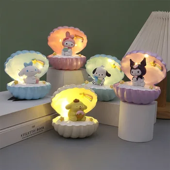 Сладък Sanrio Kuromi Cinnamonroll My Melody, led лампа, Творчески миди, герои от аниме, лека нощ, Нощна лампа за декор