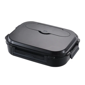 1 комплект Кутия за обяд от неръждаема стомана калъф за bento за закуска с суповой чаша, черен калъф за bento за закуска