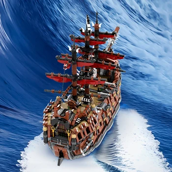 MOC Пиратски Кораб градивните елементи на Играта Руините на Крал Летящият Холандец Модел Тухли Черни Перли Кораб Талисман Децата Играчки за Възрастни Подарък