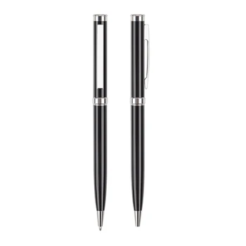 Метална химикалка писалка 2x Twist 0,5 mm с черен корпус за училище, офис, домашен бизнес, директна доставка