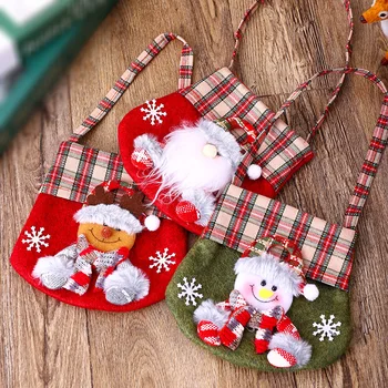 Коледни Детски чанти-незабавни посланици в клетката с анимационни аппликацией на Дядо Коледа, Торбички за бонбони, Подаръци, Детски Коледни торбички Тоут, подарък за парти