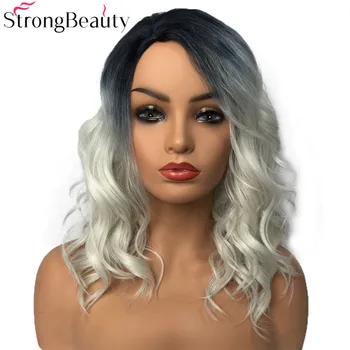 StrongBeauty Синтетични перука Женски перуки, Дълги къдрави бели коси перуки Перуки травестит изкуствена коса за жени