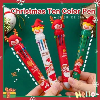 Гел дръжка във формата на Коледно 10 цвята, Скъпа Химикалка писалка Kawaii, Боядисана дръжка за деца, Ученически пишещи средства, Канцеларски материали за офиса