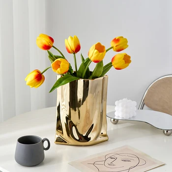 Практически ваза за цветя в скандинавски стил, Начало декор, Ваза за плиссированных чанти, Декорация от сухи цветя, Аксесоари за украса на масата в хола.