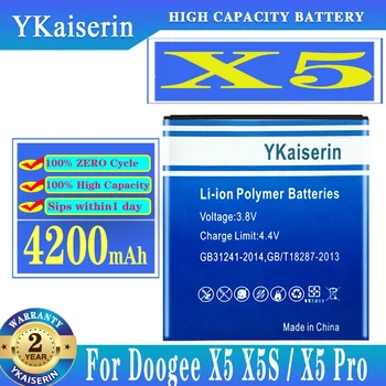 Оригинален YKaiserin Батерия За Doogee X5 Батерии с Висок Капацитет 4200 mah Подмяна на Напрежение Литиево-йонна Батерия с Високо Качество
