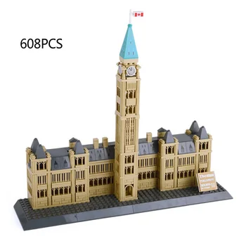 Световно известният град на Съвременната архитектура Парламентарен хълм Канада Модел градивен Brick Assembly Колекция от образователни играчки