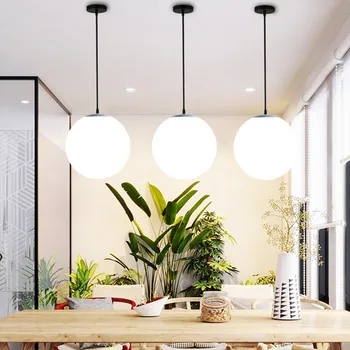 Висулка във формата на бял стъклена топка Nodic за хранене, бар, кухненски остров, осветление на обедната маса, домашно подвесного лампа moon