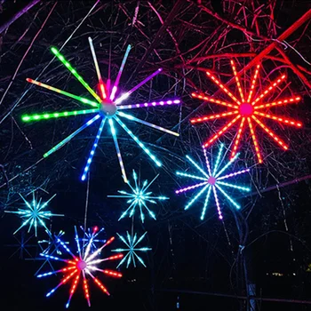 RGB Открит Градински Фойерверки Светлина Открит Звездната светлина Стробоскоп Вятърна Мелница Лампа Коледна Гирлянда Окачен Звездна Топка Светлина