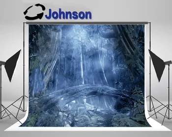 JOHNSON Magic Enchanted Forest Woods Blue Tree Moonlight photo background Висококачествена компютърна печат празнични среди