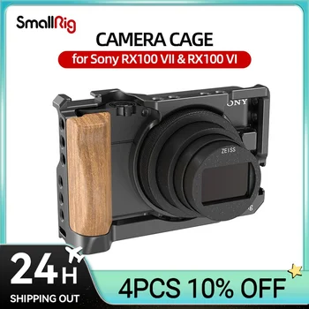 Клетка SmallRig за камери Sony RX100 VII и RX100 VI с Дървена Странична дръжка За захващане на перката Башмака за Микрофона Възможности за DIY 2434