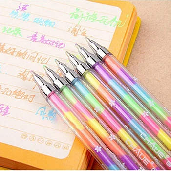 1 бр. маркер-хайлайтер за студенти, цветна химикалка писалка за рисуване, канцеларски материали, ученически принадлежности, 6 цвята, сладък дизайн, дръжка-маркер