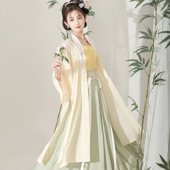 Оригинално антично рокля врата Ханфу в китайски стил, комплект дрехи от три елемента Daily Song Стана с пола Bg дължина до талията