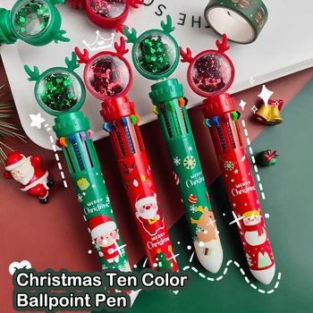 10 Цвята Коледен Лосове Гел Писалка Скъпа Кавайная Химикалка Боядисана Дръжка За Деца На Училище English Консумативи Канцеларски Материали, Офис