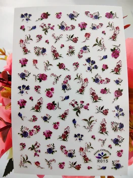 3D стикери за нокти Лилав акварел цвете Роза Самозалепващи декорации за нокти, Стикери от фолио за маникюр Плъзгачи Аксесоари