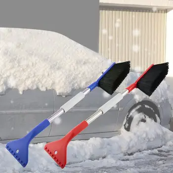 Стъргалка за лед с Четка за сняг Многофункционален стъргало за предното стъкло Прибиращ Удобна дръжка от пеноматериала Стъргалки за лед за врати на предното стъкло на превозното средство