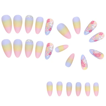 Преливащи цветове Френски Маникюр Носимые ноктите Пълно покритие на върховете на готови режийни нокти