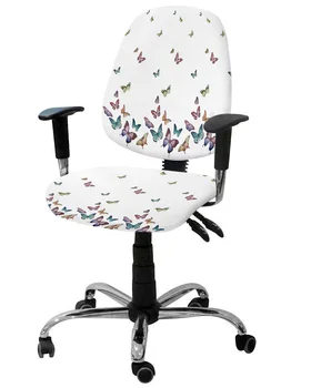 Многоцветни пеперуди, еластичен калъф за компютърен стол, еластична, подвижна чанта за офис стол, разрязващи седалките