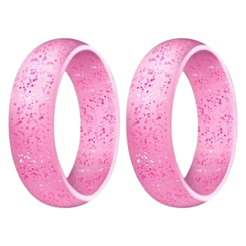 Популярни За жени Силиконови Стръмни пръстени 2 бр Силикон на Годежен пръстен Екологично Спортно пръстен на открито 5,7 мм Розово 4