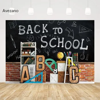 Фон за снимки Avezano Добре дошли обратно в училище, книга, азбука, молив, линийка, портрет на дете на рожден Ден, на фона на декор фото студио