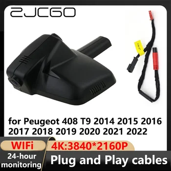 ZJCGO 4K Wifi 3840*2160 Автомобилен ВИДЕОРЕКОРДЕР Dash Cam Камера видео Рекордер за Peugeot 408 T9 2014 2015 2016 2017 2018 2019 2020 2021 2022